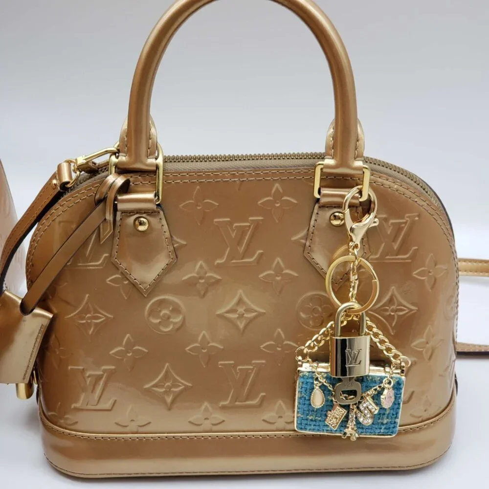 Louis Vuitton Gold Padlock Key 🔒 Authentic LV Charm + Unbranded Tweed Bag Charm